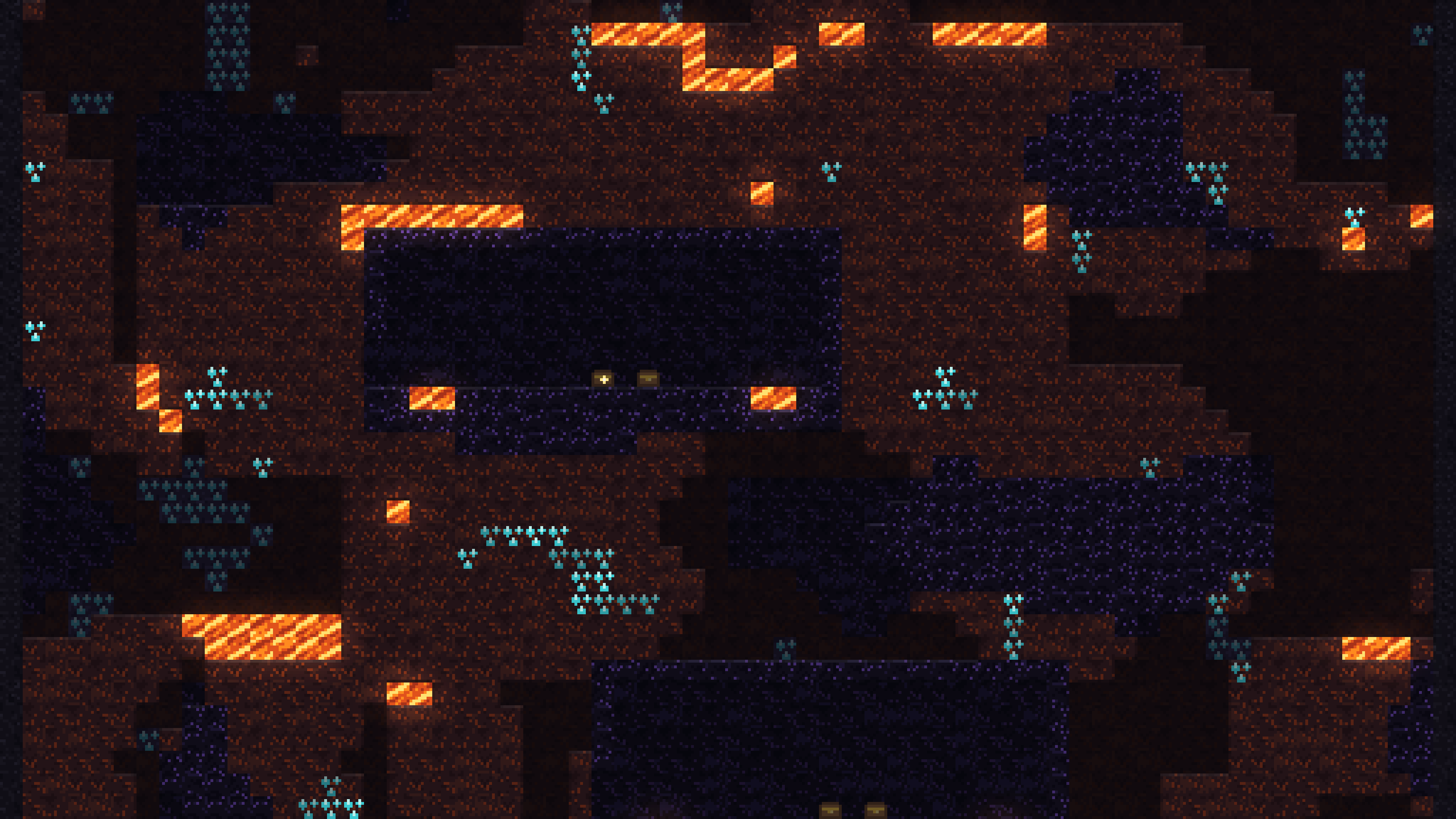 DEEPER’s magma core: red volcanic rock, bright lava pools and veins of ore.
